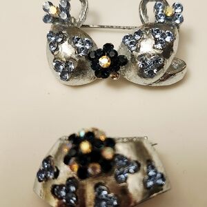 Elegant Silver and Blue Bikini Brooch With AB Crystals